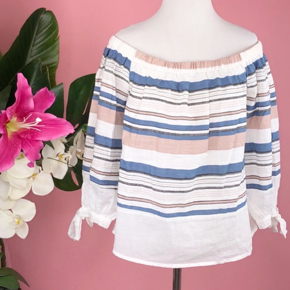 Anthropologie Flying Tomato Linen Off Shoulder Top